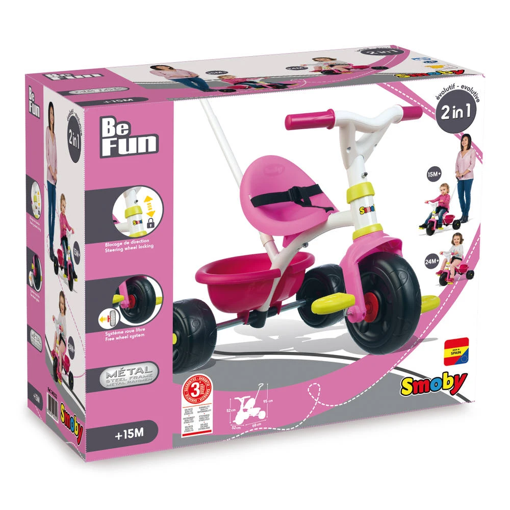 Smoby Be Fun Driewieler - Roze 6 Smoby Be Fun Driewieler - Roze - Afbeelding 4